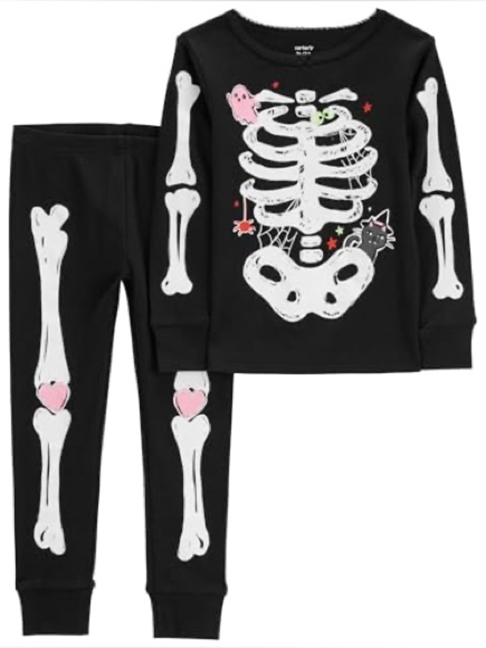 NWT Carter’s Black Multi Snug Fit Skeleton Halloween Pajama Set Size 2T Playful